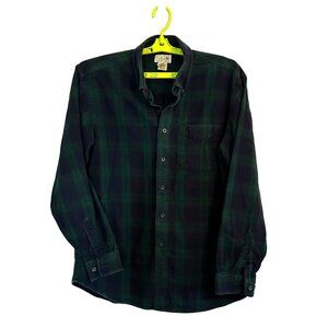 L.L. Bean Men's Plaid Flannel Button Down Shirt Shacket Green Navy Size Large